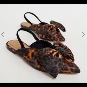 ASOS leopard print bow sling back ballet flats